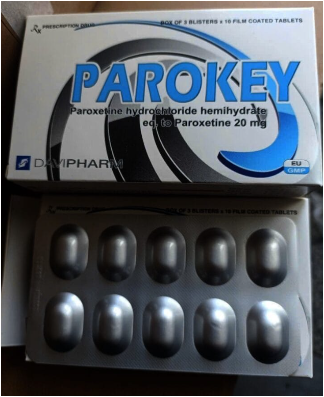 Thuốc PAROKEY (Paroxetin 20mg) DaviPharm điều trị trầm cảm, stress, lo âu, hoảng sợ (3 vỉ x 10 viên)